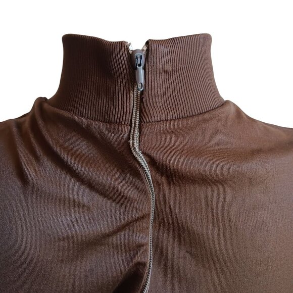Large Vintage Brown Sleeveless Top Mock Neck With Back Zipper Closure 1970's - Picture 5 of 7